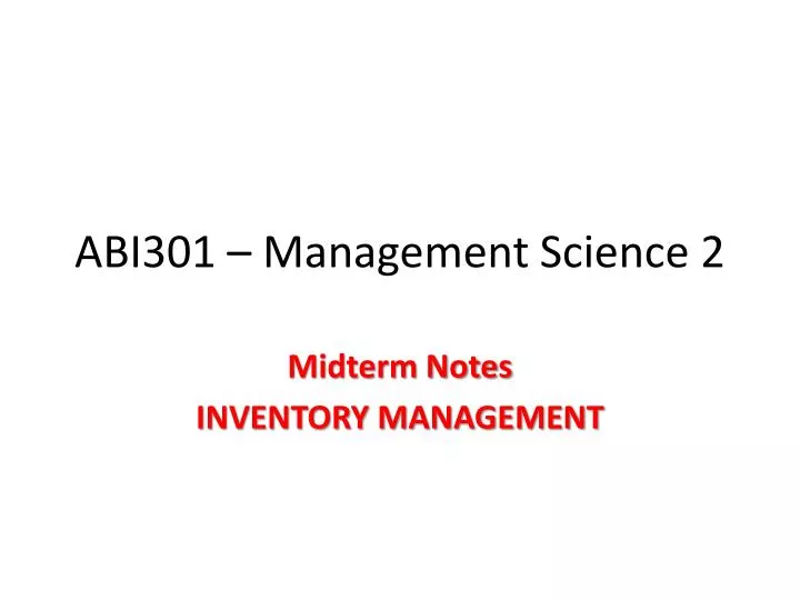 abi301 management science 2