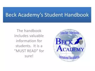 Beck Academy’s Student Handbook