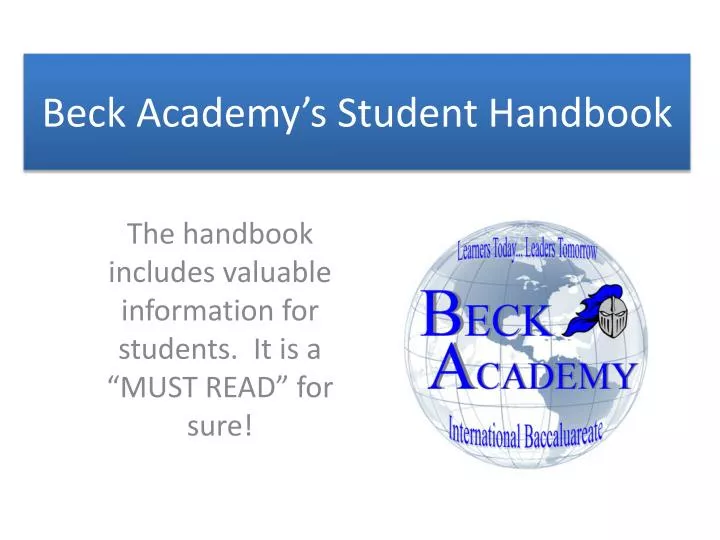 beck academy s student handbook