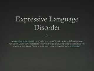 Expressive Language Disorder