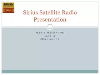 Sirius Satellite Radio Presentation