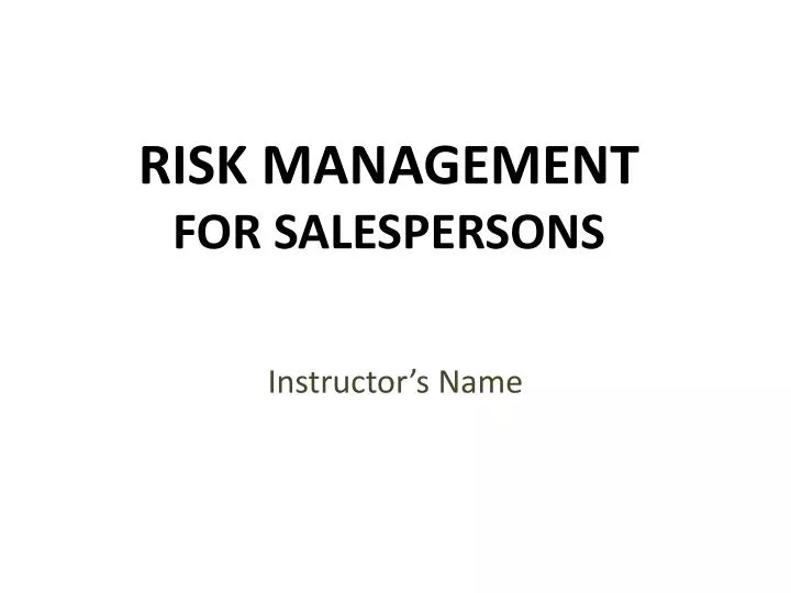risk management for salespersons