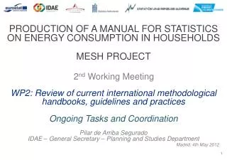PRODUCTION OF A MANUAL FOR STATISTICS ON ENERGY CONSUMPTION IN HOUSEHOLDS MESH PROJECT
