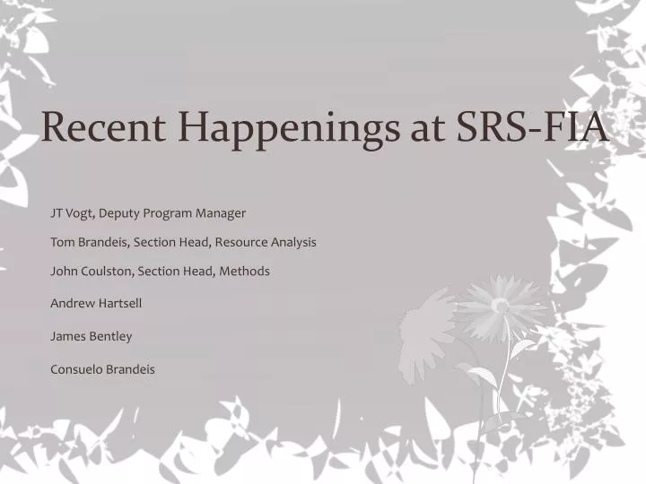 recent happenings at srs fia