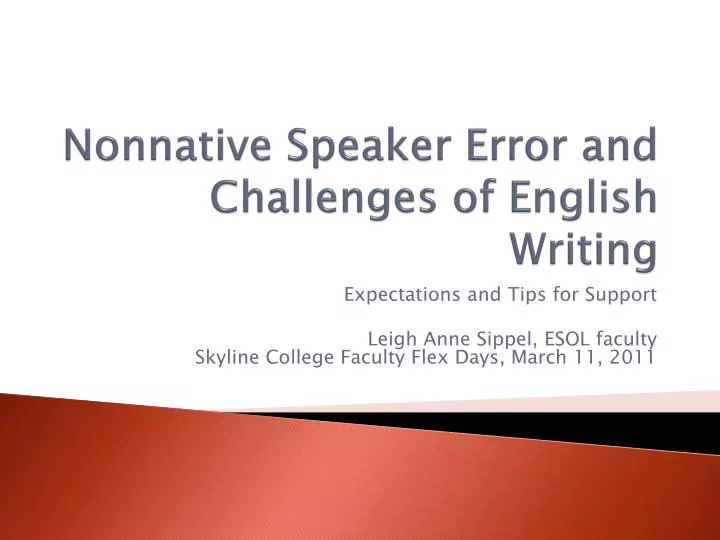 nonnative speaker error and challenges of english writing