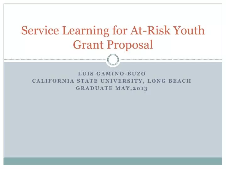 service learning for at risk youth grant proposal