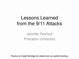 Lessons Learned from the 9/11 Attacks