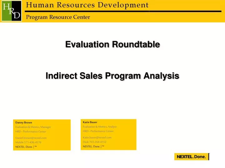 evaluation roundtable indirect sales program analysis