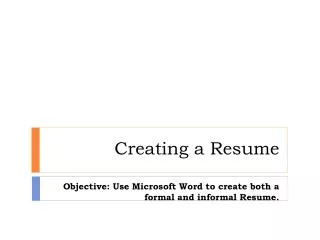 Creating a Resume