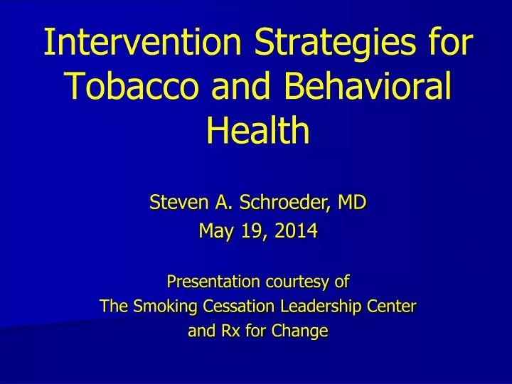 intervention strategies for tobacco and behavioral health