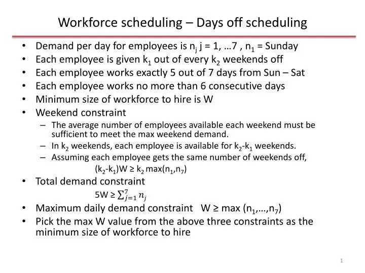 workforce scheduling days off scheduling