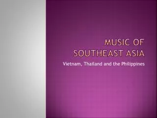Music of Southeast Asia