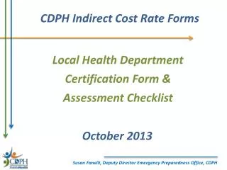 Local Health Department Certification Form &amp; Assessment Checklist October 2013