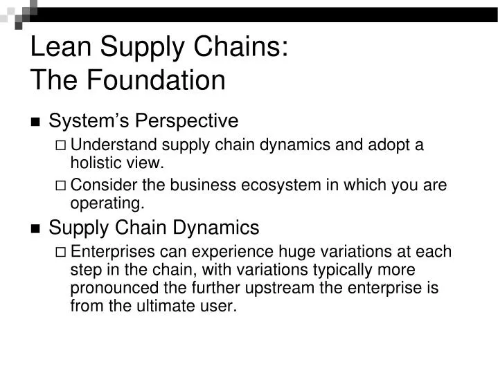lean supply chains the foundation