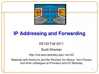 IP Addressing and Forwarding
