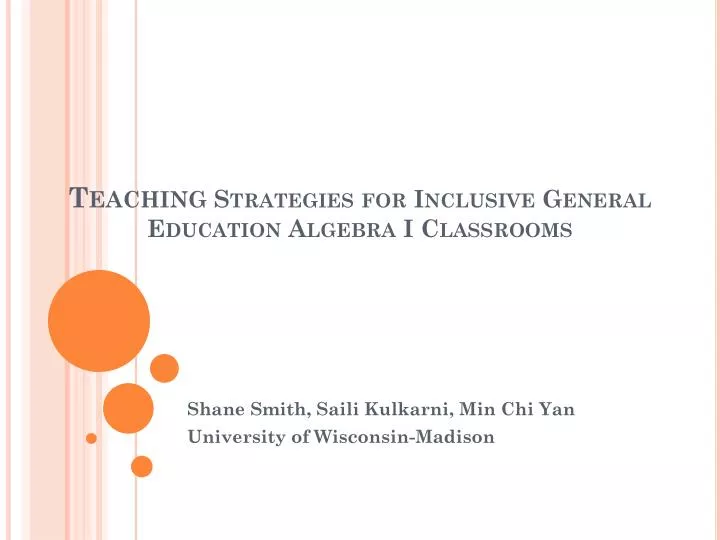 teaching strategies for inclusive general education algebra i classrooms