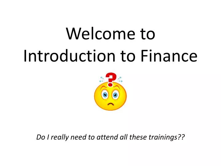 welcome to introduction to finance