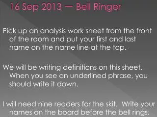 16 Sep 2013 ? Bell Ringer