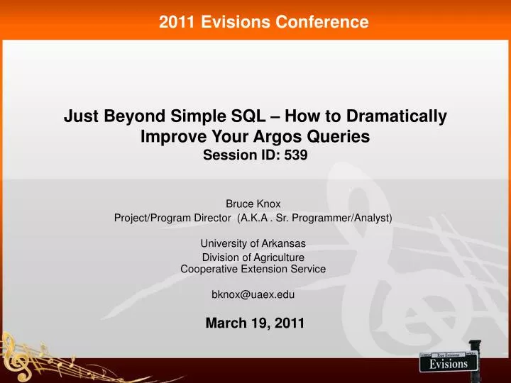 just beyond simple sql how to dramatically improve your argos queries session id 539