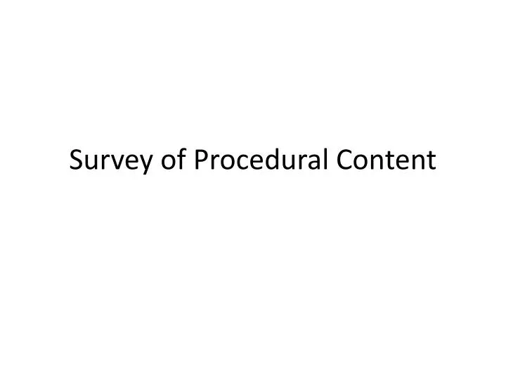 survey of procedural content