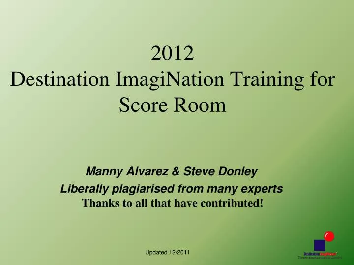 2012 destination imagination training for score room