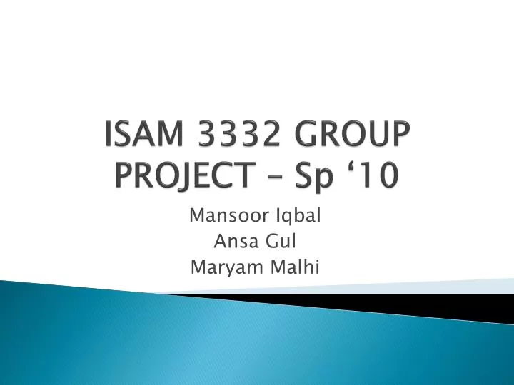 isam 3332 group project sp 10