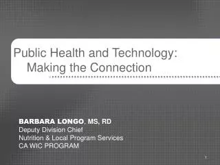 Public Health and Technology: Making the Connection