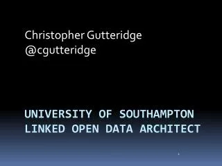 University of Southampton Linked Open Data Architect