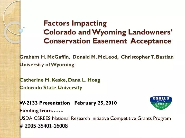 factors impacting colorado and wyoming landowners conservation easement acceptance