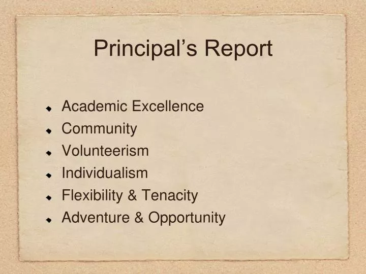 principal s report