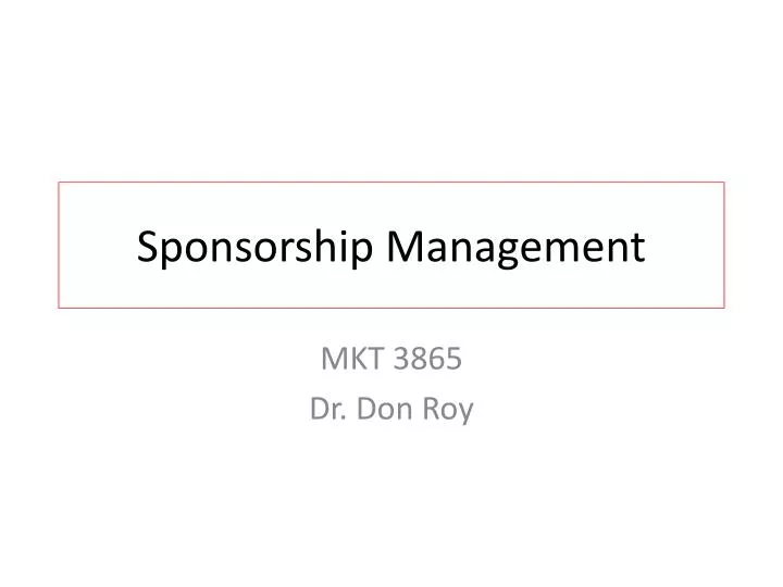 sponsorship management