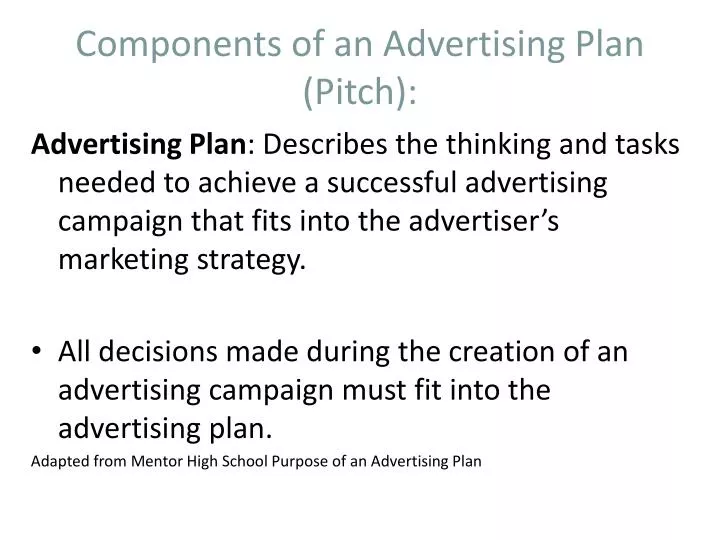 components of an advertising plan pitch