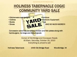 hoLINESS TABERNACLE COGIC COMMUNITY YARD SALE