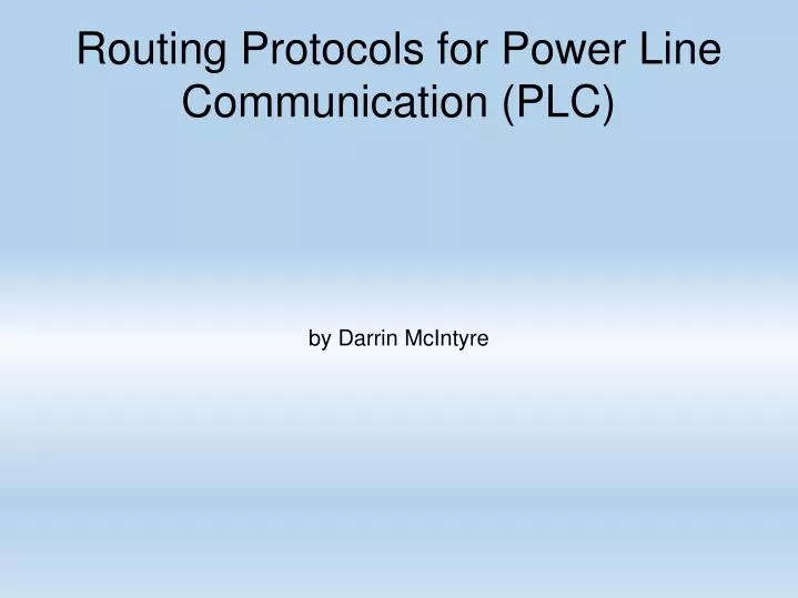 routing protocols for power line communication plc