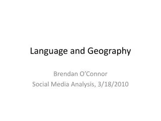 Language and Geography