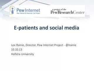 E-patients and social media