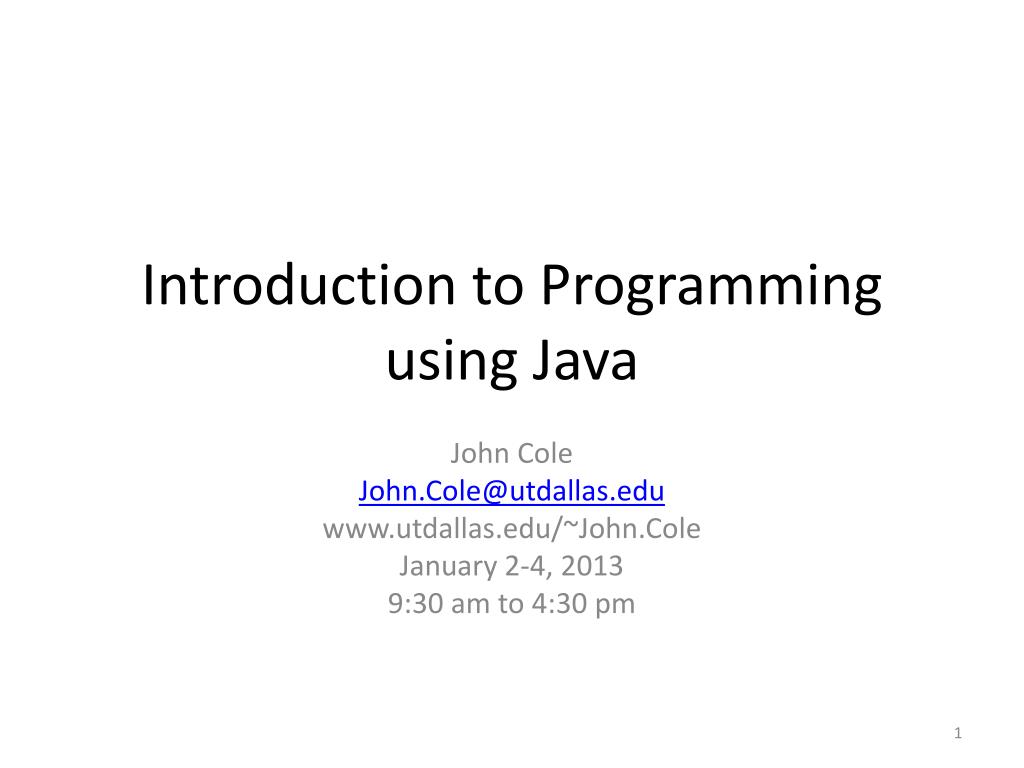 PPT - Introduction to Programming using Java PowerPoint Presentation ...