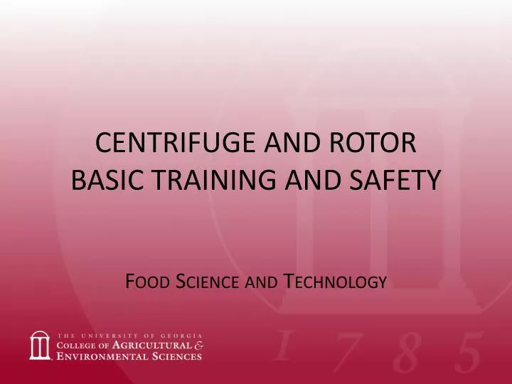 centrifuge and rotor basic training and safety