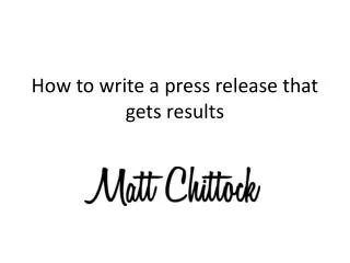 How to write a press release that gets results