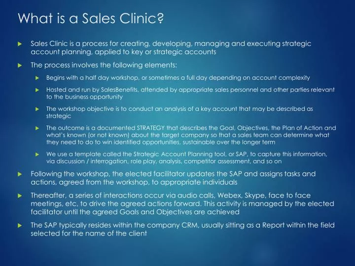 what is a sales clinic