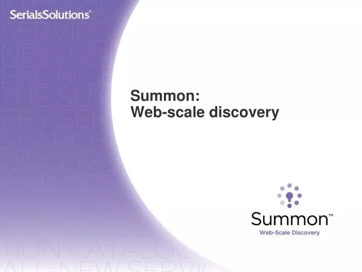 summon web scale discovery