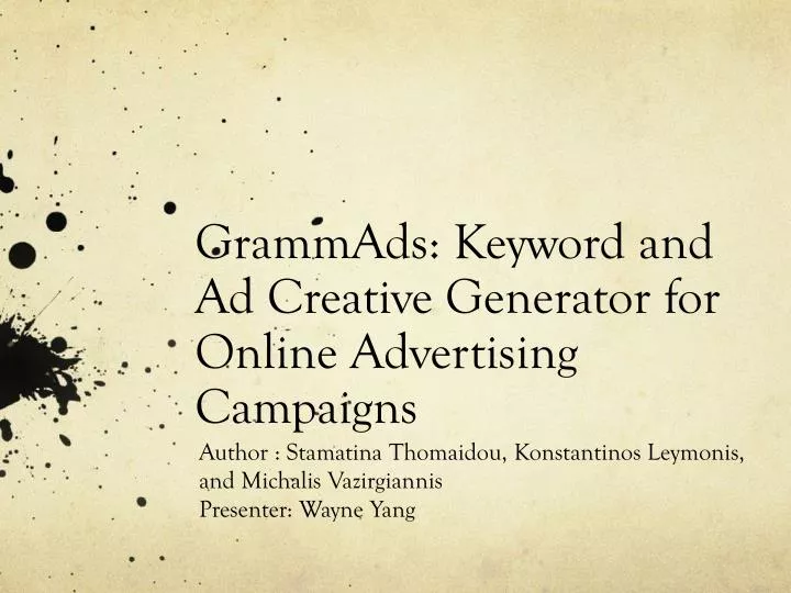 grammads keyword and ad creative generator for online advertising campaigns