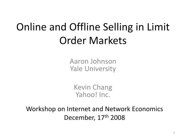 online and offline selling in limit order markets