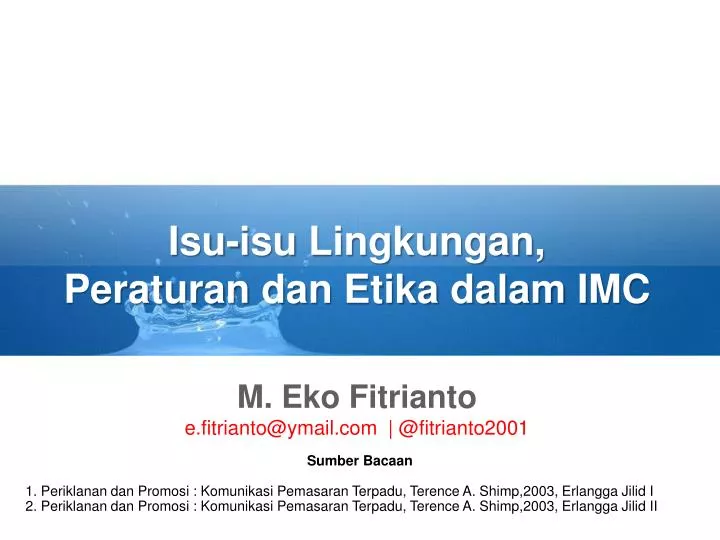 isu isu lingkungan peraturan dan etika dalam imc