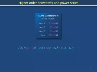 Higher-order derivatives and power series