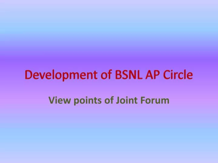 development of bsnl ap circle