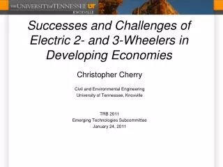 Successes and Challenges of Electric 2- and 3-Wheelers in Developing Economies