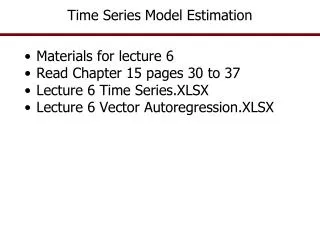Time Series Model Estimation