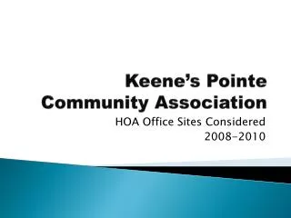 Keene’s Pointe Community Association