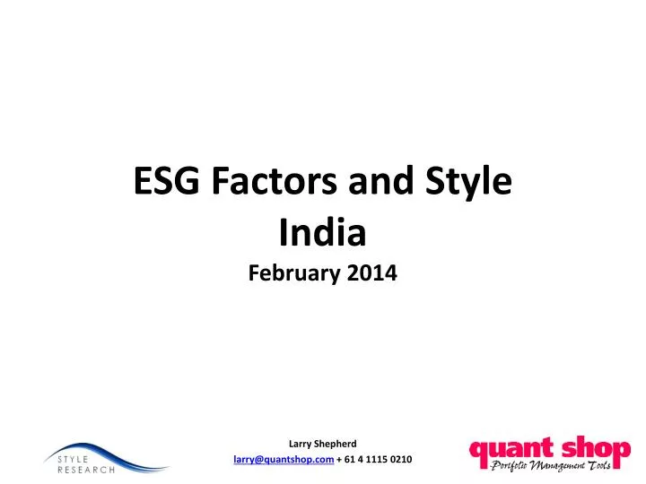 esg factors and style india february 2014